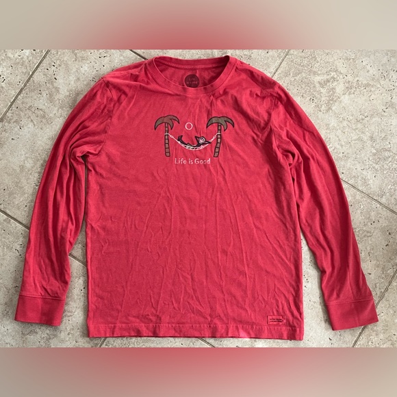 Life Is Good Other - Life Is Good Men's Vibrant Red Long Sleeve T-Shirt Crusher Tee M Medium EUC